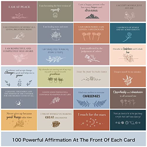 100 Affirmation Cards for Women and Men With 150+ Thought-Provoking Questions, Unique Affirmation cards for stress Relief, Meditation and Self Care Gift For Women and Men. - color: 100Earth