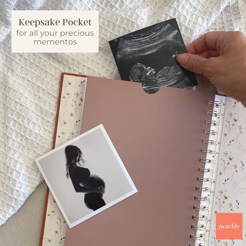 Peachly Pregnancy Journal - Linen Pregnancy Book to Capture Every Milestone - Pregnancy Must Haves - Baby Book Keepsake Pregnancy Journals For First Time Moms and Experienced Moms (Rust) - color: Rust
