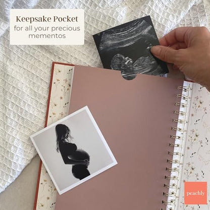 Peachly Pregnancy Journal - Linen Pregnancy Book to Capture Every Milestone - Pregnancy Must Haves - Baby Book Keepsake Pregnancy Journals For First Time Moms and Experienced Moms (Rust) - color: Rust