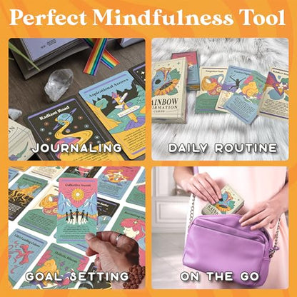 PURPLE CANYON 52-Card Rainbow Intention Affirmation Deck – Mindfulness, Manifestation & Self-Care Cards for Daily Inspiration and Weekly Reflection - style: Intention-Setting Affirmation Cards