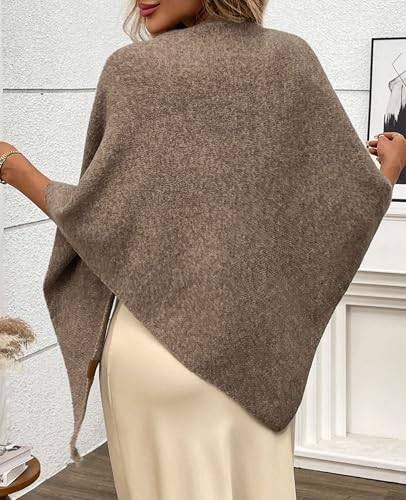 Women's Pashmina Shawl Wraps for Evening Dresses Wedding Bridal Open Front Poncho Cape Soft Large Scarf - color: Khaki