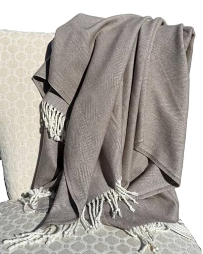 Cotton Acrylic Adirondack Herringbone Woven Throw (Otter) - color: Otter