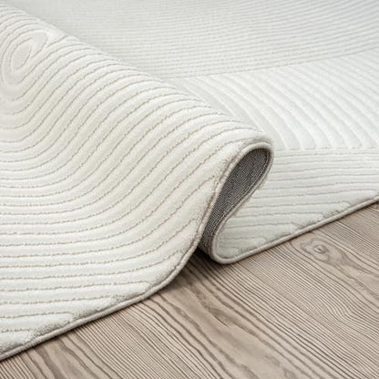 Abani Cream Area Rug for Living Room, Bedroom- Zen Reiki Pattern- 2'6" x 6' -Durable & Easy to Clean - color: Cream, size: 2'6" x 6' (Rectangular)