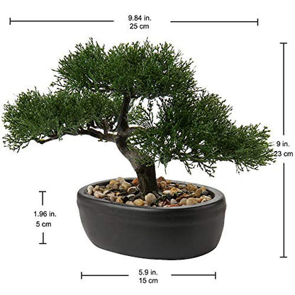 Artificial Bonsai Tree Juniper Faux Plants Indoor Small Fake Plants Decor with Ceramic Pots for Home Table Office Desk Bathroom Shelf Bedroom Living Room Farmhouse Decorations - style: Japanese