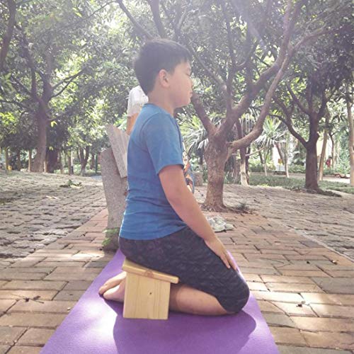 Meditation Bench, Angled Legs Ergonomic Yoga Stool, Ideal Low Seat for Meditations, Prayer, and Kids, No Cushion, Mat, Or Pillow Needed,Natural