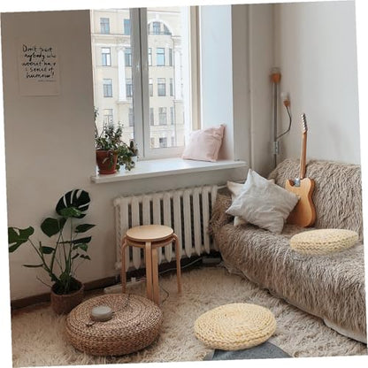 Healifty Thick Straw Woven Meditation Mat Cushion for Yoga and Sitting Handmade Tatami Floor Pad Comfortable Floor Pillow for Home Use Suitable for Adults