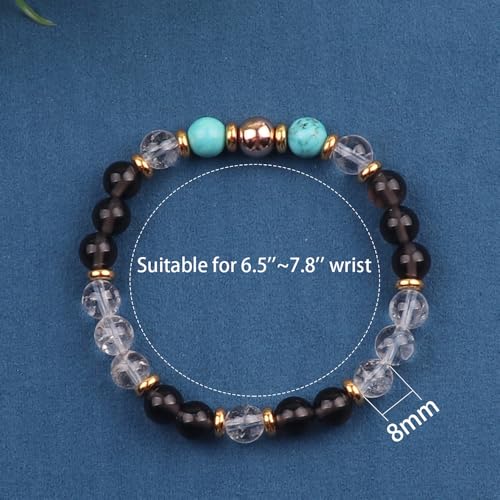 KSQS Healing Stone Bead Bracelet for Women, Natural Gemstones Balance Protection Bracelet, Spiritual Crystal Beads Bracelet Anxiety Relief with Meaning Card - style: Healing