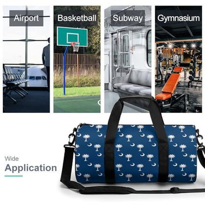 South Carolina Flag Art Cylindrical Portable Fitness Bag, Large Capacity Handbag - color: South Carolina Flag art