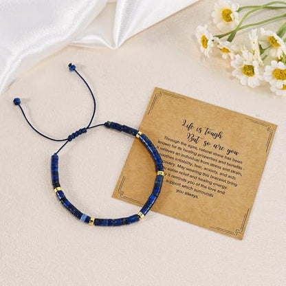 VIBILIA Get Well Gifts for Women, Inspirational Gifts Natural Stone Healing Bracelet, Thinking of You Encouragement Strength Bracelets for Women on Birthday Valentine's Day Easter Mother's Day - color: G. Lazurite