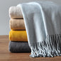 EP Mode Fringed Mulberry Silk Throw Blanket for Sofa (Baby Blue) - color: Baby Blue