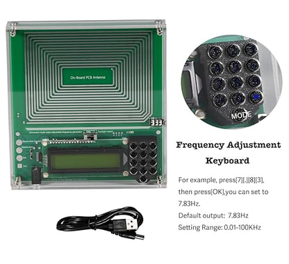 0.01Hz-20kHz Adjustable Schumann Resonance Generator, Schumann Sound Frequency Generator with Acrylic Case for Stress Relief, Relaxation, Sinusoidal&Square Wave, USB Powered, 5.9''*5.5''