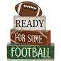 Yuntau 4 Pcs Football Fall Table Decoration Happy Football Wooden Block Sign Rugby Tiered Tray Decor Centerpiece Decorative Faux Book Stack for Holiday Tabletop Fireplace Shelf Desk Party Decor - style: Classic Football