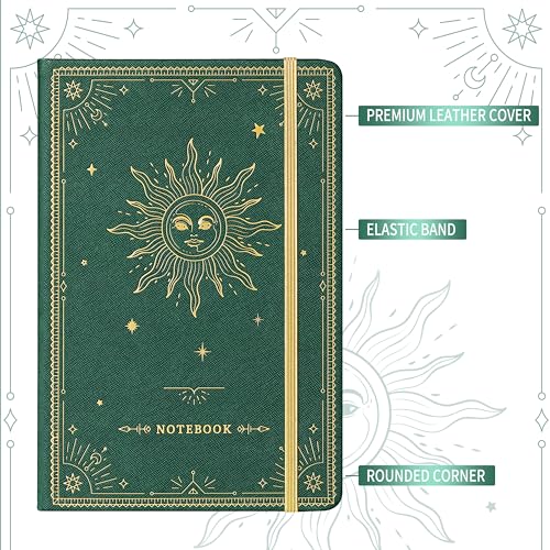Artfan Ruled Notebook/Journal – Premium Thick Paper Faux Leather Classic Writing Notebook with Pocket + Page Dividers Gifts, Banded, Large, 144 Pages, Hard Cover, Lined (5.8 x 8.4) - Dark Green - color: Dark Green