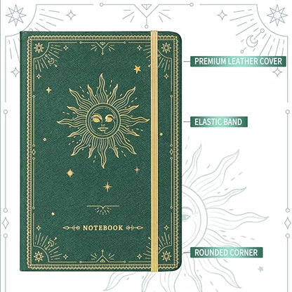 Artfan Ruled Notebook/Journal – Premium Thick Paper Faux Leather Classic Writing Notebook with Pocket + Page Dividers Gifts, Banded, Large, 144 Pages, Hard Cover, Lined (5.8 x 8.4) - Dark Green - color: Dark Green