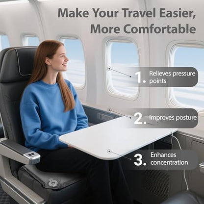 Inflatable Travel Seat Cushion – Self-Inflating Memory Foam Pad for Airplane, Stadium Bleachers, Camping, Hiking & Backpacking – Ultralight Compact & Portable Sitting Cushion - color: Grey