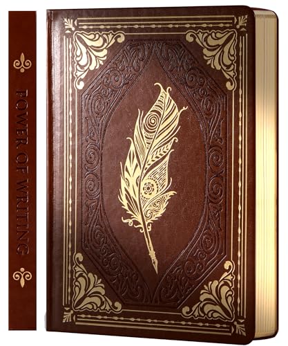 CAGIE 320 Pages Thick Hardcover Journaling Notebooks Vintage Leather Journal for Women Men A5 College Ruled Journals for Writing with Gift Box, 5.7 x 8.3 in, Brown - color: Brown