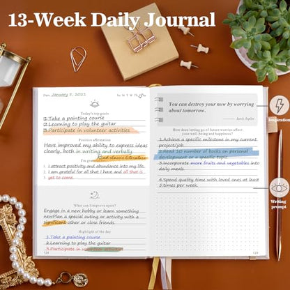 Self-Care Journal – 91 Days Daily Reflection Notebook – Mental Health Journal, Anxiety & Guided Journal for Women & Men, Meditation & Mood Log, A5 (Beige) - color: Beige