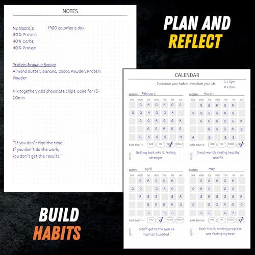 Gym Workout Journal (A5) - Hardback Leather PU Workout Tracker (128 Workouts) - Set Goals & Track Progress | Premium Fitness Journal & Log Book by Gorilla Fit