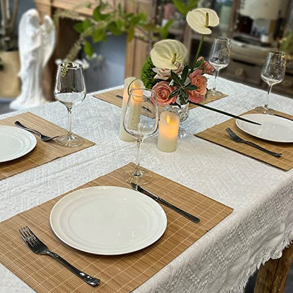 Set of 4 Pcs Bamboo Placemats Sushi Rolling Mat Japanese Style Natural Anti-Slip Bamboo Placemats Washable Heat-Resistant Table Mats for Dining Room and Kitchen（Brown） - color: Brown, size: Set of 4