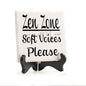 Ceramic decorative Zen Zone soft voices please ceramic desktop ornament with wooden stand. Suitable for office desks, tables, and bookshelves 5.9x5.9inch