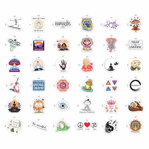 100Pcs Meditation Stickers for Water Bottle and Laptop - Gift for Meditation Lovers - Zen, Chakra Stickers - Gift for Women & Men