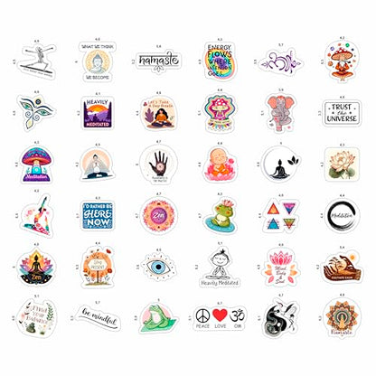 100Pcs Meditation Stickers for Water Bottle and Laptop - Gift for Meditation Lovers - Zen, Chakra Stickers - Gift for Women & Men