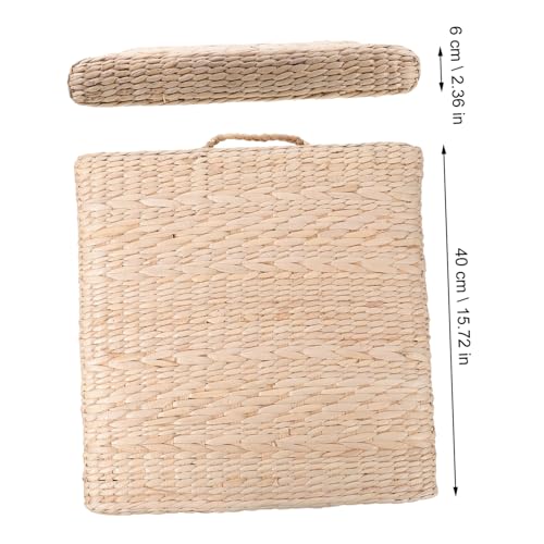1pc Hand-Made Woven Meditation Cushion Square Straw Mat for Yoga and Home Use Comfortable Floor Pillow for Living Room Bedroom and Office Diameter Thick