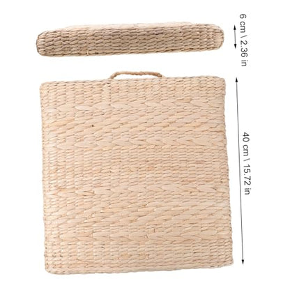1pc Hand-Made Woven Meditation Cushion Square Straw Mat for Yoga and Home Use Comfortable Floor Pillow for Living Room Bedroom and Office Diameter Thick