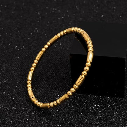 Stainless Steel Bamboo Design Bracelet Titanium Steel Bangle - color: Square Gold