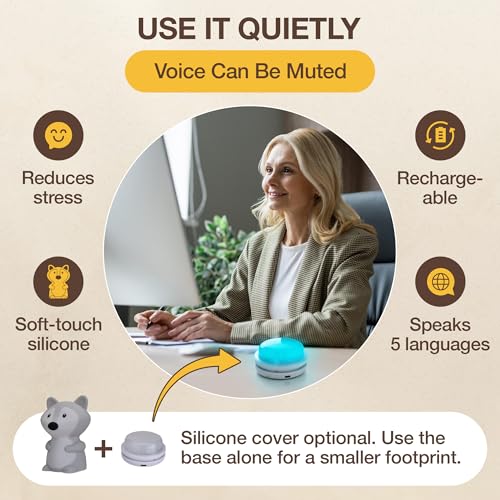 Speaking Breathing Lamp with Guided Meditation & Calming Light | Stress & Anxiety Relief Tool for Adults & Kids | Box Breathing, Sleep, Relaxation & Focus Exercise Device | Self Care Gift