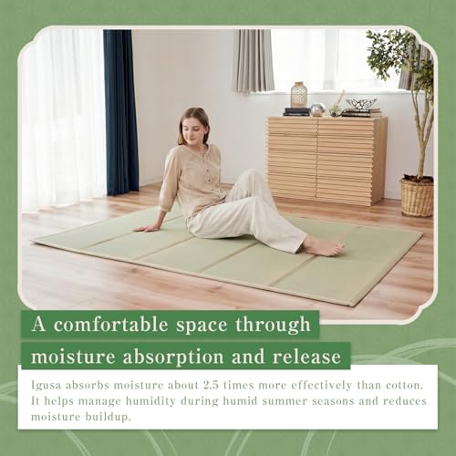 Tatami Mat – Foldable Japanese Tatami Mat Igusa Mattress, Rush Grass Floor Sleeping Futon, Meditation Yoga Zen Tatami, Queen XL by BJDesign