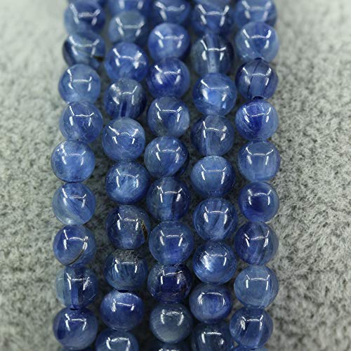 Keleny 4mm Natural Round Beads Gemstones Rock Crystal Stretch Bracelet 7 Inch Unisex - color: Blue Kyanite Crystal