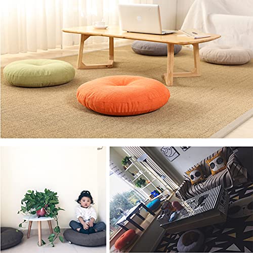 Four Seasons Cotton Linen Meditation Cushion Round Corduroy Seat Cushion Breathable Super Soft Floor Pillow for Yoga Living Room Balcony Decoration-Gray a 45cm(18inch)