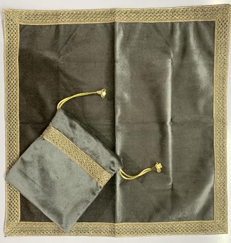 SMMS Spiritual Velvet Table Cloth Altar Tarot Spread (Grey/Silver, Small- 46cm*46cm/ 18inch*18inch) - color: Grey/Silver, size: Small- 46cm*46cm/ 18inch*18inch