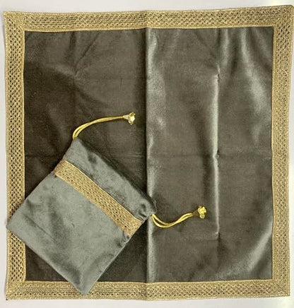 SMMS Spiritual Velvet Table Cloth Altar Tarot Spread (Grey/Silver, Small- 46cm*46cm/ 18inch*18inch) - color: Grey/Silver, size: Small- 46cm*46cm/ 18inch*18inch