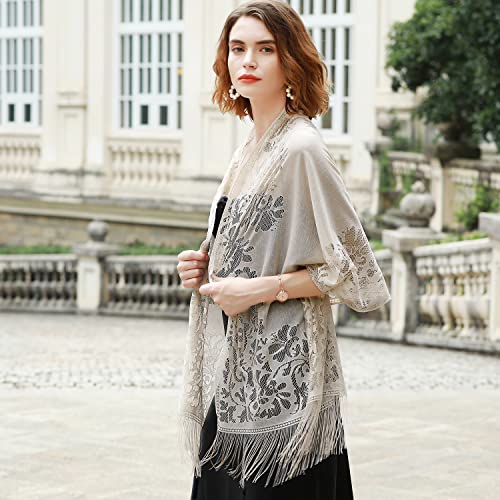 RIIQIICHY Shawls and Wraps for Evening Dresses Scarfs for Women Pashmina Wedding Formal Shawl - color: Beige-1