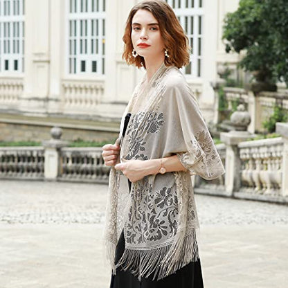 RIIQIICHY Shawls and Wraps for Evening Dresses Scarfs for Women Pashmina Wedding Formal Shawl - color: Beige-1