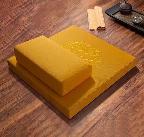 Meditation Mats,Meditation Meditation Mats, Futons, Household Folding, Thickened Fabrics, Coconut Palm, Kneeling Mats(Size:24x24inch,Color:Yellow) - color: Yellow, size: 24x24inch