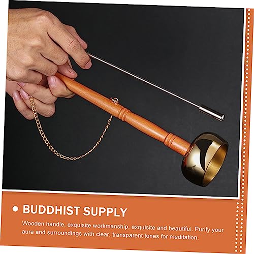 Portable Buddhist Yin Qing Copper Chime for Meditation and Relaxation Sound Percussion Instrument Handle for and Mindfulness Practices