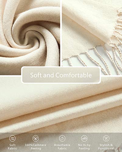 EURKEA Women's Scarf Pashmina Silky Soft Shawls Wraps Stole for Evening, Wedding and Gift - color: Beige