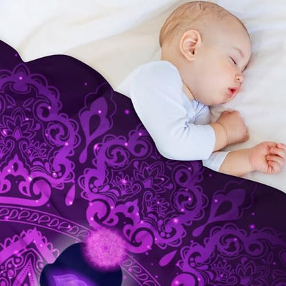 Seven Chakra Yoga Meditation Lotus Purple Mandala Soft and Comfortable Flannel Blanket, Home Blanket 40"*50" （100 * 130cm） - color: Seven Chakra Yoga Meditation Lotus Purple Man, size: 40"*50" （100*130cm）
