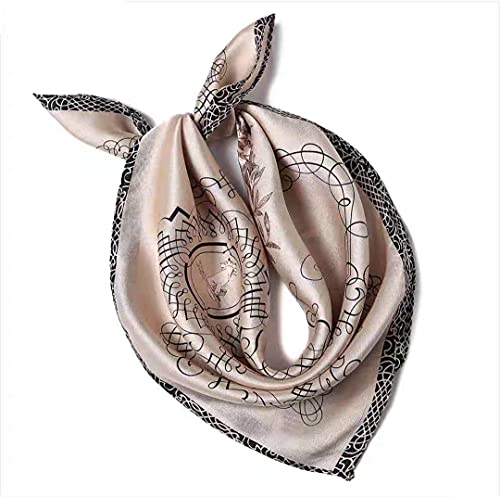 ANDANTINO 100% Pure Mulberry Silk Scarf 35" Large Square Lightweight Headscarf –Women’s Hair Wraps-With Gift Packed - color: Light Brown