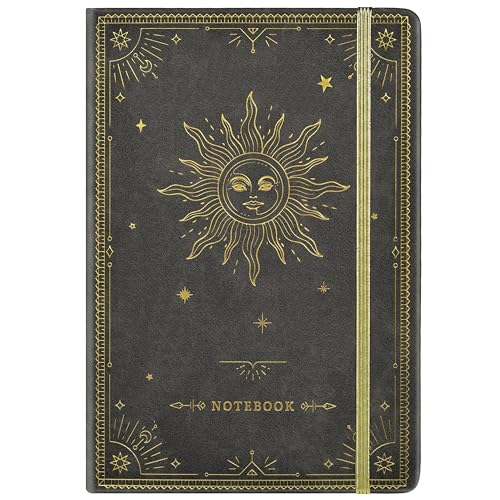 Artfan Ruled Notebook/Journal – Premium Thick Paper Faux Leather Classic Writing Notebook with Pocket + Page Dividers Gifts, Banded, Large, 144 Pages, Hard Cover, Lined (5.8''x 8.4'') - Dark Gray - color: Dark Gray