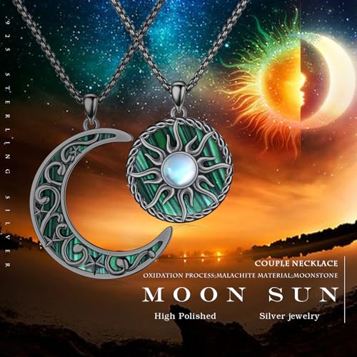 Yin Yang Necklaces for Women Men 925 Sterling Silver Pendant Necklace Yin Yang Jewelry for Women Men Couples - style: Sun Moon #6