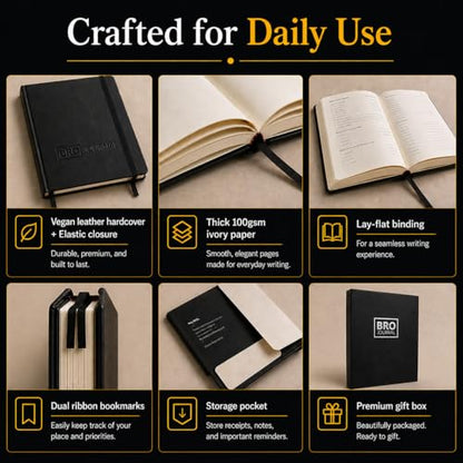 Self Mastery Journal for Men | 12-Week Guided System for Gratitude, Mindfulness & Habit Building with Structured Daily Prompts | Build Discipline & Mental Clarity | A5 Vegan Leather Hardcover | Gift-Ready