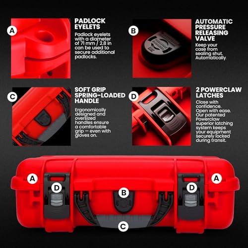 NANUK 910 Empty Waterproof Hard Case – 14.3” x 11.1” x 4.7”, Protective Case for Gear – Impact-Resistant, Dustproof, Airline Carry-On Approved – Made in Canada, Red - color: Red, style: Empty