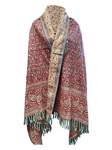 DUSTY PURPLE FLORAL SCARF LUXURY PREMIUM QUALITY HANDMADE FASHION SCAR MADE OF YAK WOOL Shawl Blanket stole unisex Travel Wrap Meditation Soft gift for her