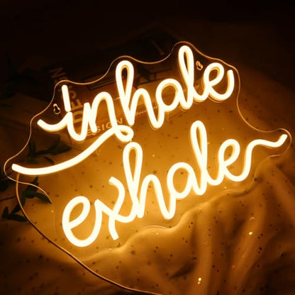 Inhale Exhale Neon Sign for Wall Decor, Warm White Led Signs for Room, USB Dimmable Neon Lights for Yoga Meditation Studio Bedroom Home Living Room Party Cafe Business Pub Wall Art - style: inhale exhale