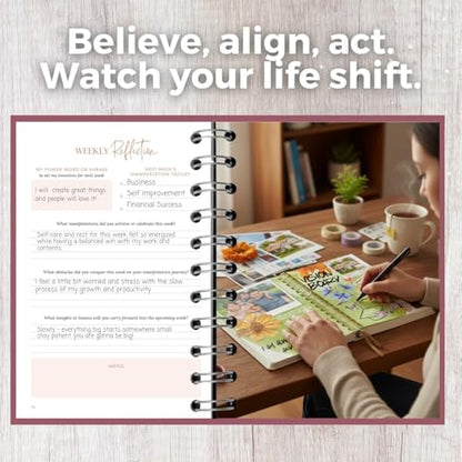 Manifestation Journal for Women | Guided 369 Method & Undated 90-Day Planner for Intentional Goal Setting - Pink - color: Pink