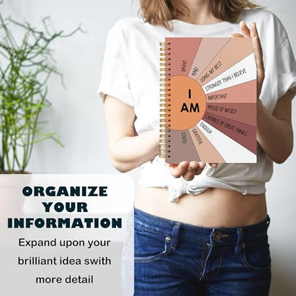 BearCake Positive Affirmations Gifts, Inspirational Motivational Notebook Journal, Boho Sunshine Notebook Journal, Inspirational Gifts for Women, I am Brave Kind Hardcover Spiral Notebook 5.5x8.3 Orange - color: physiotherapy-orange I am